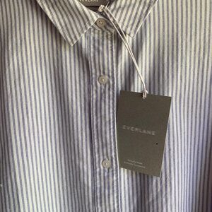 Everlane Oxford blue + white striped shirt NWT